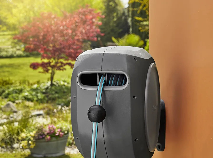 Gardena™ 20505 100' Retractable Garden Hose Reel - Heavy Duty, Swivel Bracket, Auto-Lock