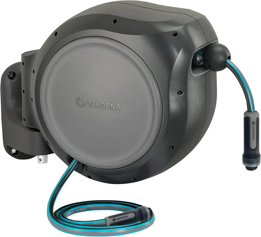 Gardena™ 20505 100' Retractable Garden Hose Reel - Heavy Duty, Swivel Bracket, Auto-Lock