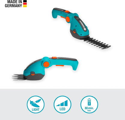 Gardena™ Cordless Hedge Trimmer & Grass Shears - Versatile Electric Garden Tool for Lawn Edges, Shrubs, and Bushes - 80 Min Runtime
