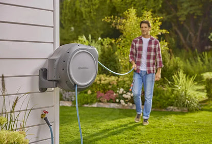 Gardena™ 20505 100' Retractable Garden Hose Reel - Heavy Duty, Swivel Bracket, Auto-Lock